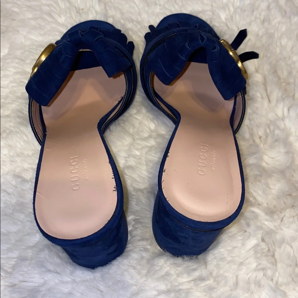 Gucci Women's GG Navy Fringe Sandals